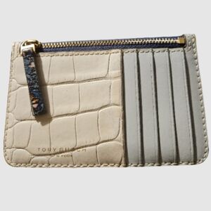 Tory Burch Blue Floral and Cream Card Holder